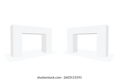 Trade show arch isolated on white background. Exhibition equipment mockup. Vector illustration