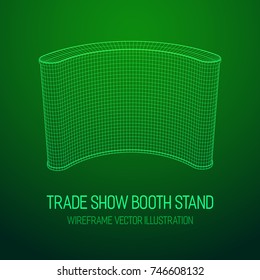 Trade show booth. Wireframe mesh vector. Template for your design.