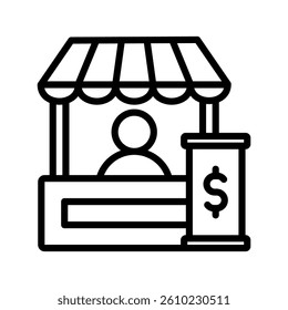 Trade Show Line Vector Illustration On White Background.