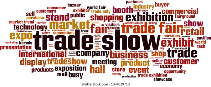 Trade show word cloud concept. Vector illustration