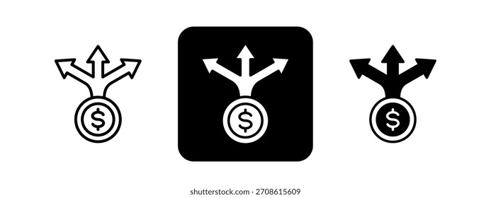 Trade Solid color and black line drawing vector illustration set