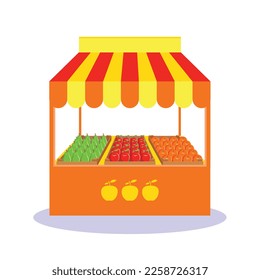 Trade stall with food and drinks. Street trade. Vector image.