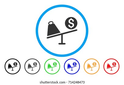 Trade Swing icon. Vector illustration style is a flat iconic trade swing gray rounded symbol inside light blue circle with black, gray, green, blue, red, orange color variants.