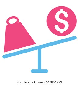 Trade Swing icon. Vector style is bicolor flat iconic symbol with rounded angles, pink and blue colors, white background.