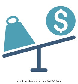 Trade Swing icon. Vector style is bicolor flat iconic symbol with rounded angles, cyan and blue colors, white background.