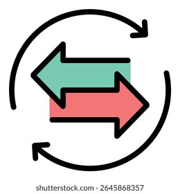 ícone do sistema de comércio ilustração de estilo de linha plana representando a estrutura e os mecanismos de trocas comerciais, adequado para análise econômica, operações de comércio global e infraestrutura de mercado
