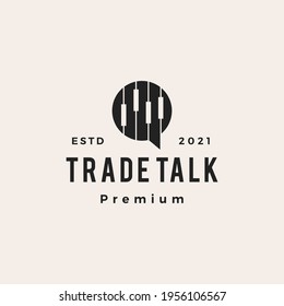 etiqueta de comercio candlestick bar gráfico chat hipster vintage logo vectorial ilustración icono