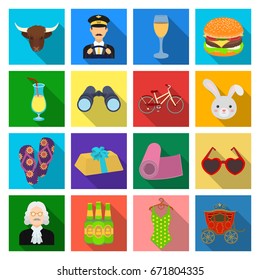 trade, textiles, industry and other web icon in flat style., rest, tourism, restaurant, icons in set collection.
