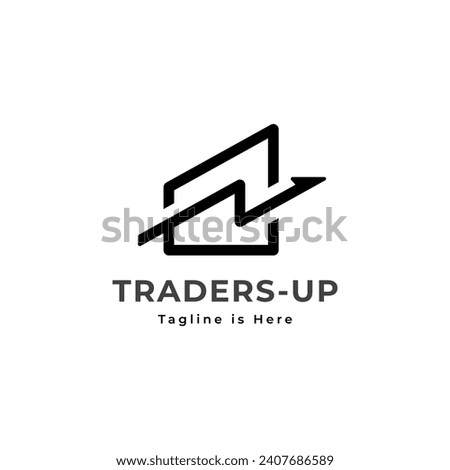 Trade Trader Logo Template. Graph Chart Upward Arrow Financial Icon Vector Illustration