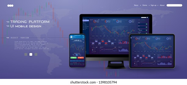 Trade UI, great design for any purposes. Trade concept. Web site screen template. forex market, news and analysis. binary option. Application for investment and online trading ,tablet, smartphone, pc.