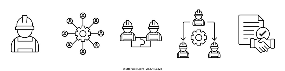 Concepto de la Ilustración vectorial del icono del Web del Anuncio sindical con el icono del trabajo, de la organización, de la colaboración, de la delegación, de la legalización