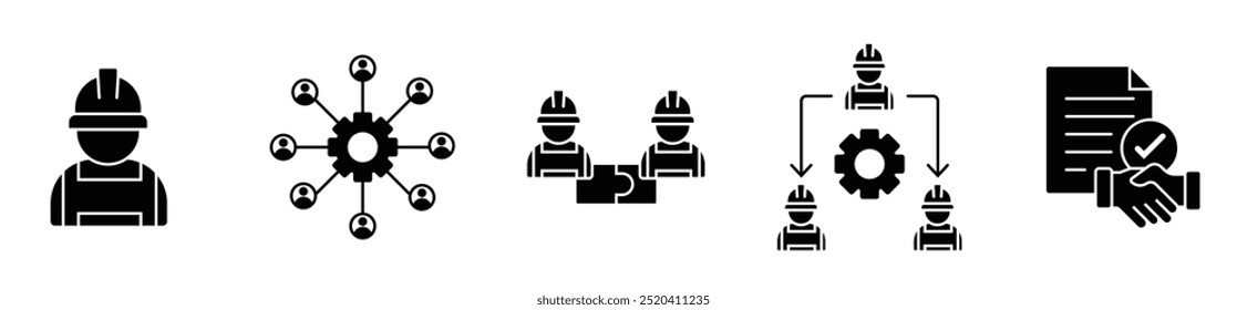 Concepto de la Ilustración vectorial del icono del Web del Anuncio sindical con el icono del trabajo, de la organización, de la colaboración, de la delegación, de la legalización