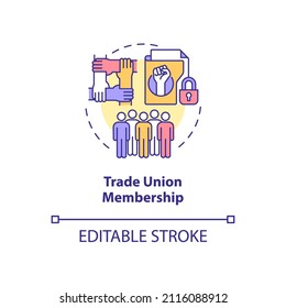 Trade Union Membership Concept Icon. Sensitive Data Protection Abstract Idea Thin Line Illustration. Isolated Outline Drawing. Editable Stroke. Roboto-Medium, Myriad Pro-Bold Fonts Used