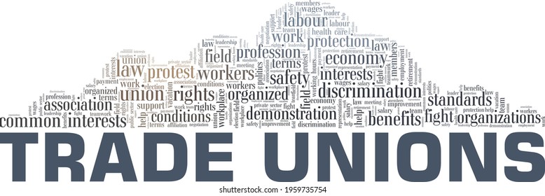 Trade unions vector illustration word cloud isolated on a white background.