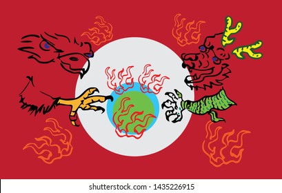 trade war about eagle and dragon make global recession and warm