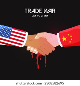 Trade War America versus China. illustration of competition between two countries