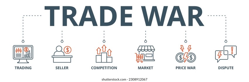 Trade war banner web icon vector illustration concept with icon of trading, seller, competition, market, price war, dispute