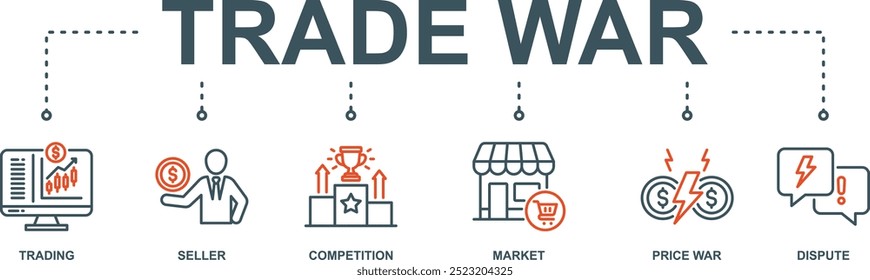 Concepto de Ilustración vectorial de icono de Web de Anuncio de guerra comercial con icono