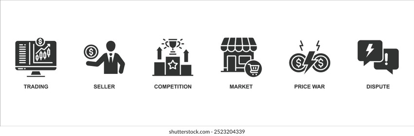 Banner guerra comercial ícone web vetor ilustração conceito com ícone