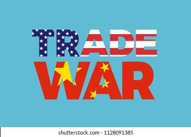 Trade war between China and United States of America. Economical and commerical tension and conflict between USA and Chinese economy - protectionism, sanctions, duties, tariffs. Vector illustration