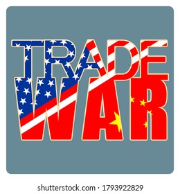 Trade war between China and United States of America. Banner or badge. Vector illustration,