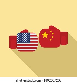 Trade war boxing gloves icon. Flat illustration of trade war boxing gloves vector icon for web design