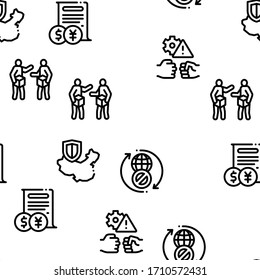 Trade War Business Seamless Pattern Vector Thin Line. Illustrations