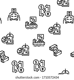 Trade War Business Seamless Pattern Vector Thin Line. Illustrations