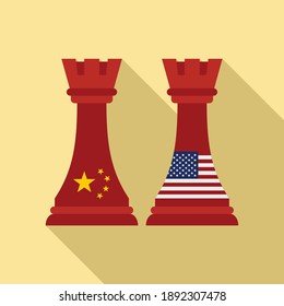 Trade war chess icon. Flat illustration of trade war chess vector icon for web design