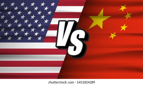 Trade war concept. American versus China. USA and China flag. Tariff business global exchange international. Vector illustration
