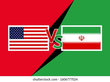 Trade war concept with The USA and Iran country flags. Vector illustration