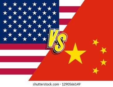 Trade war concept USA vs China. Conflict between America and China. Vector 10 eps