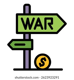 Trade war direction icon. Outline trade war direction vector icon color flat isolated
