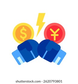 Trade War mini illustration flat color icon, use for trade wars, economy, business, finance, economic competition, UI, UX kit, app and web development, digital or print.