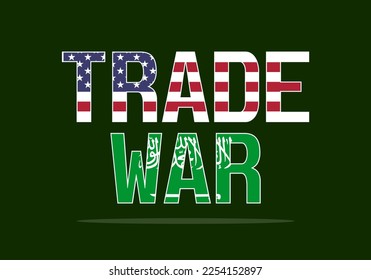 Trade War. United States Of America and Saudi Arabia. Global Superpower. Economy. Vector Illustration Graphic Design.