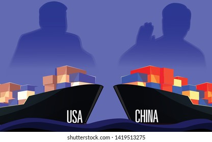 Trade war usa china illustrator