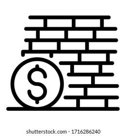 Icono del muro de guerra comercial. Esquema icono de vector de pared de guerra de comercio para diseño web aislado en fondo blanco