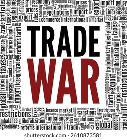 Trade War word cloud conceptual design isolated on white background.