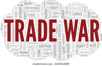 Trade War word cloud conceptual design isolated on white background.