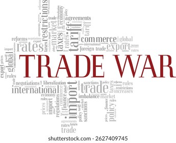 Trade War word cloud conceptual design isolated on white background.