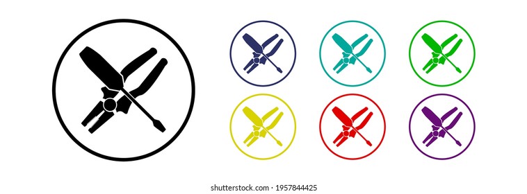Trade winds screwdriver, icon in different colors. 