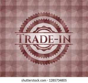 Trade-in red seamless badge with geometric pattern.