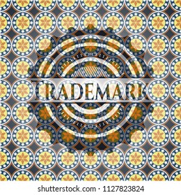 Trademark arabic badge background. Arabesque decoration.