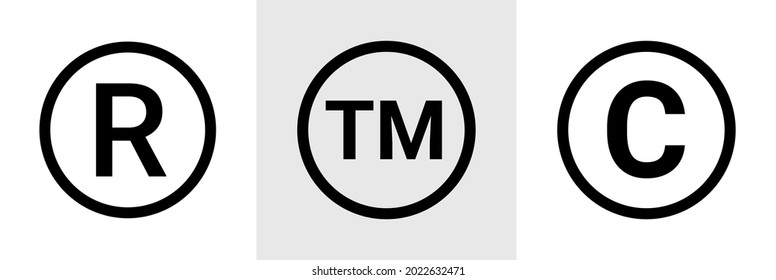 Trademark copyright symbol logo  Trade mark sign circle intellectual legal property register icon