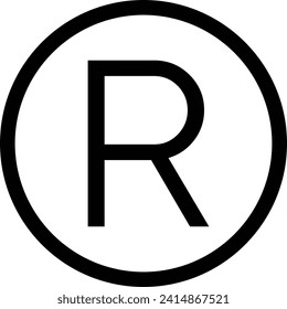 Trademark copyright symbol logo. Trade mark sign circle intellectual legal property register icon