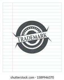 Trademark emblem with pencil effect. Vector Illustration. Detailed.