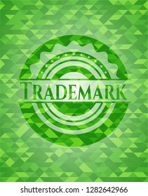 Trademark green emblem. Mosaic background