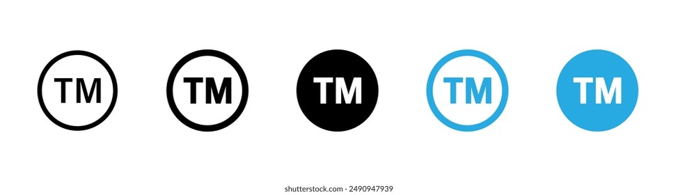 Trademark icon. Intellectual property symbol set. Trademark, TM, copyright icons. Vector