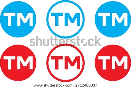 trademark icon set. tm symbol icon. Letter TM in round sign. Round icons with black color.TM trademark icon vector outline set illustration sign. Registered trademark icon vector, Symbol, logo 