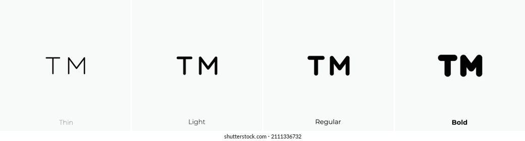 trademark icon. Thin, Light Regular And Bold style design isolated on white background
